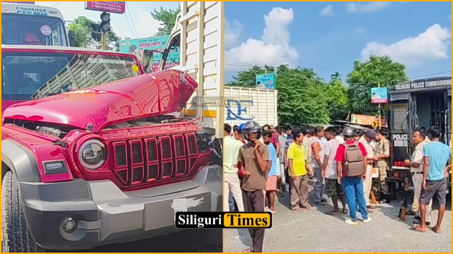 गंडारमोड़ में भीषण सड़क हादसा, कंटेनर की टक्कर से प्रिजन वैन समेत 5 वाहन क्षतिग्रस्त; बाइक चालक गंभीर